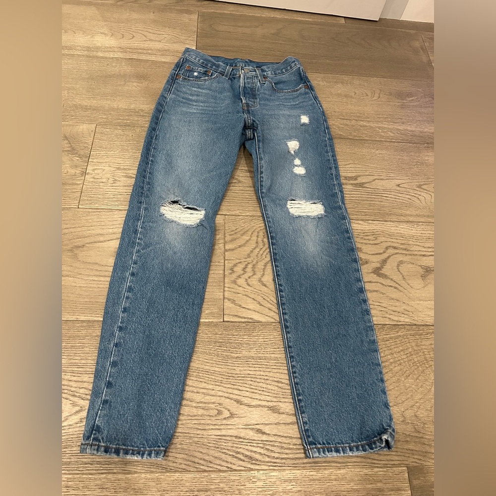 Distressed Blue Jeans